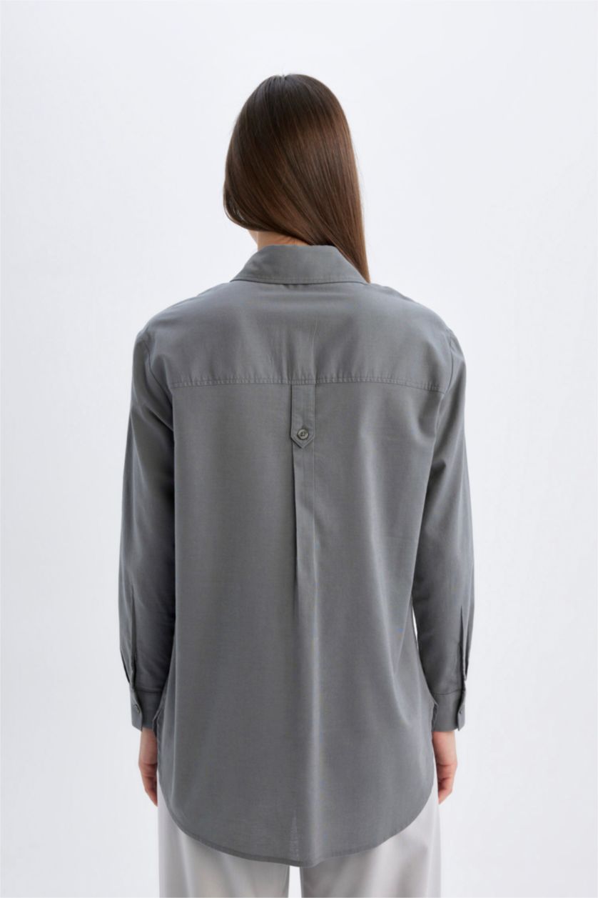 FEMME Gris Tunique Coupe Relax à Manches Longues