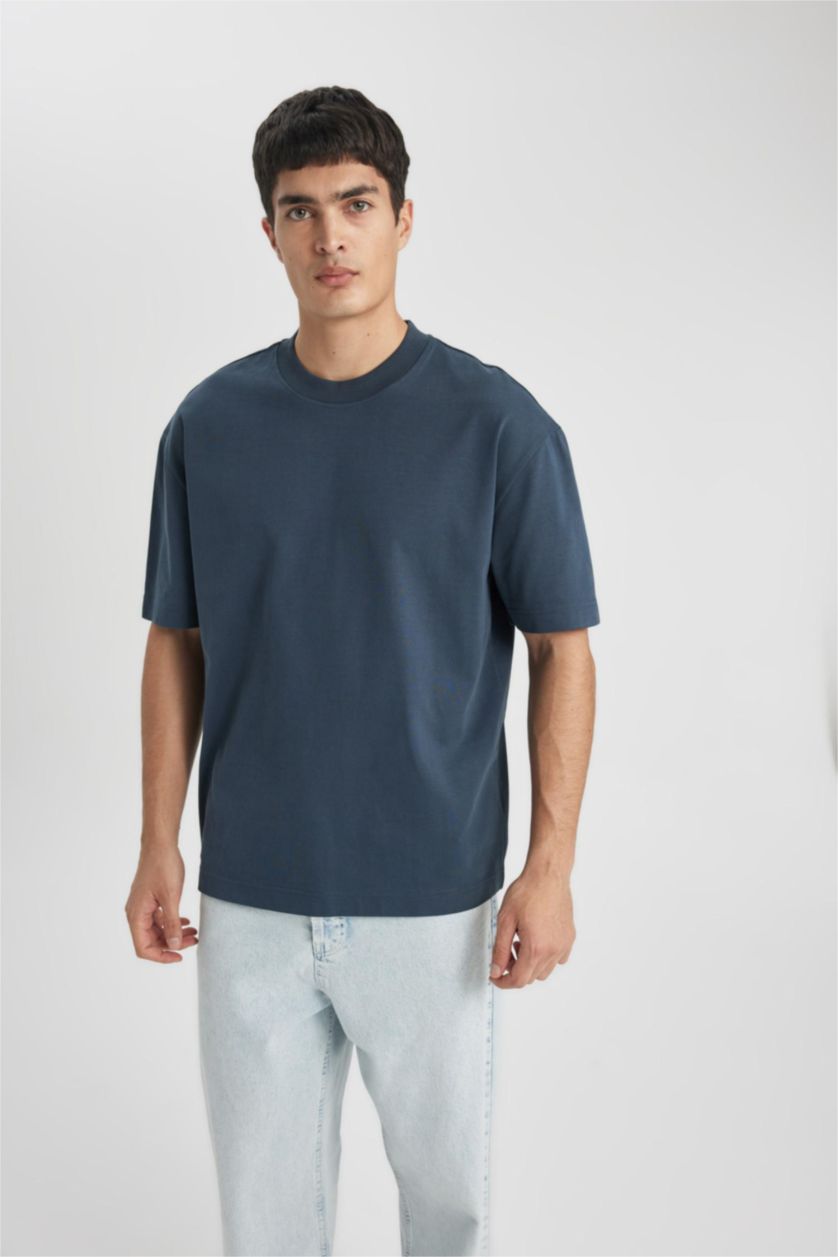 Man NAVY Oversize Fit Crew Neck Short Sleeve T-Shirt