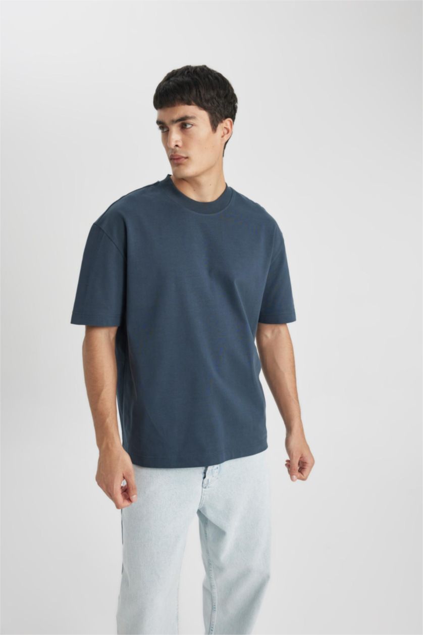 Man NAVY Oversize Fit Crew Neck Short Sleeve T-Shirt