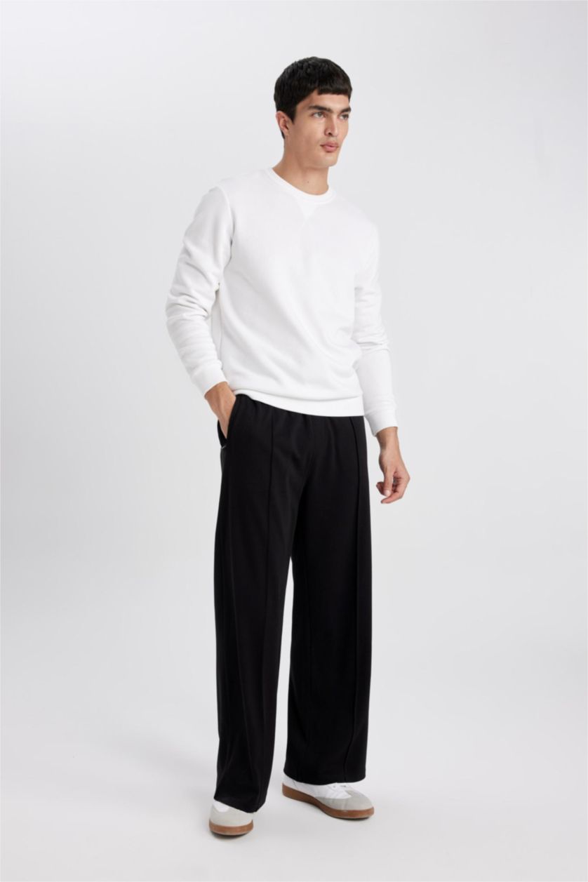MAN Black Relax Fit Wide Leg Trousers