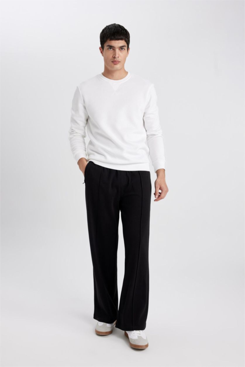 MAN Black Relax Fit Wide Leg Trousers