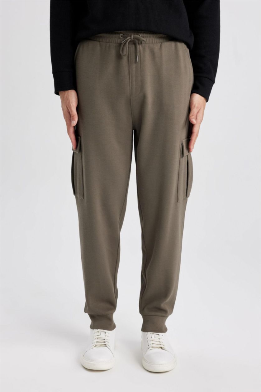 MAN Khaki Oversize Fit Cargo Sweatpants