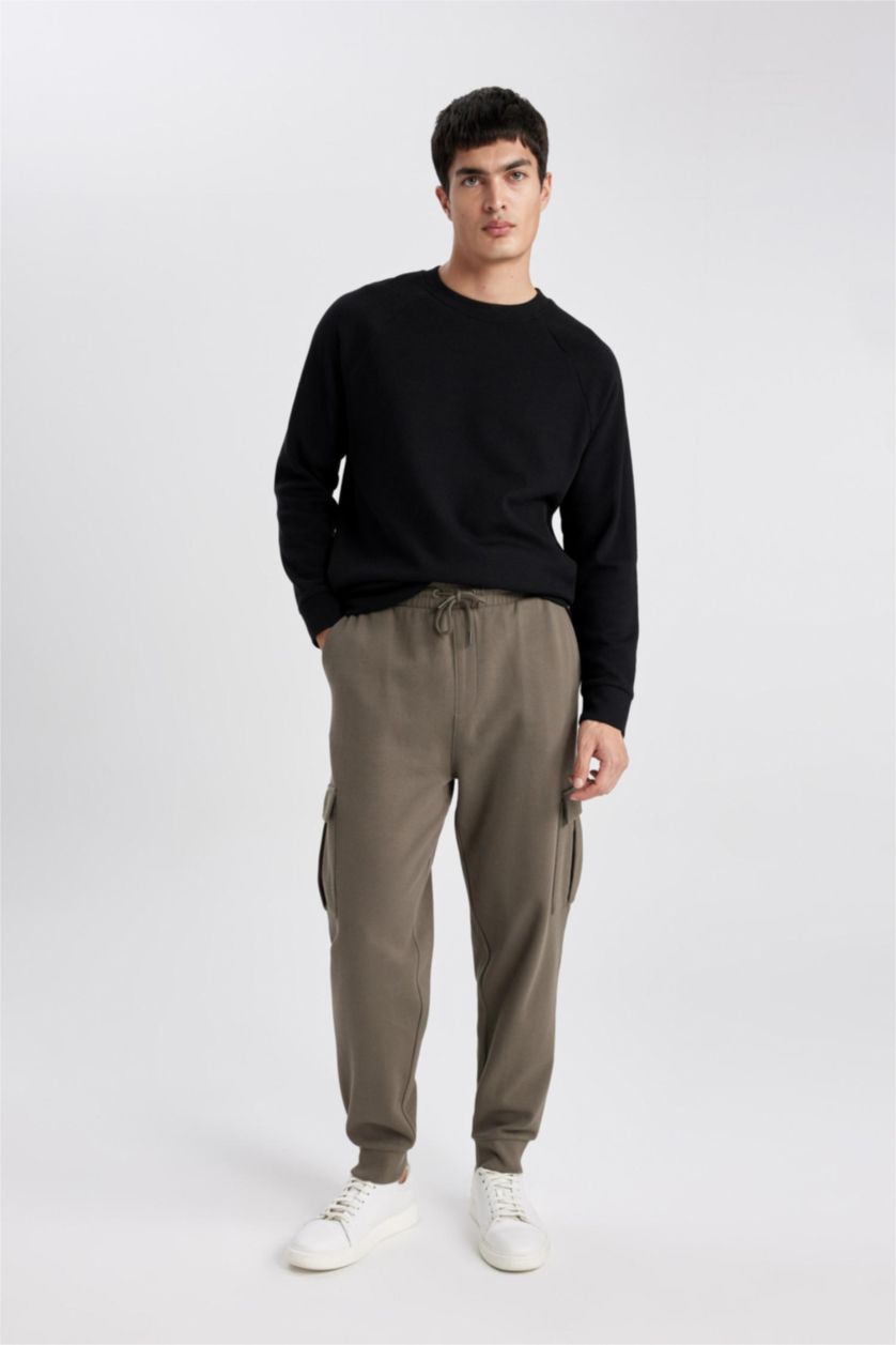 MAN Khaki Oversize Fit Cargo Sweatpants