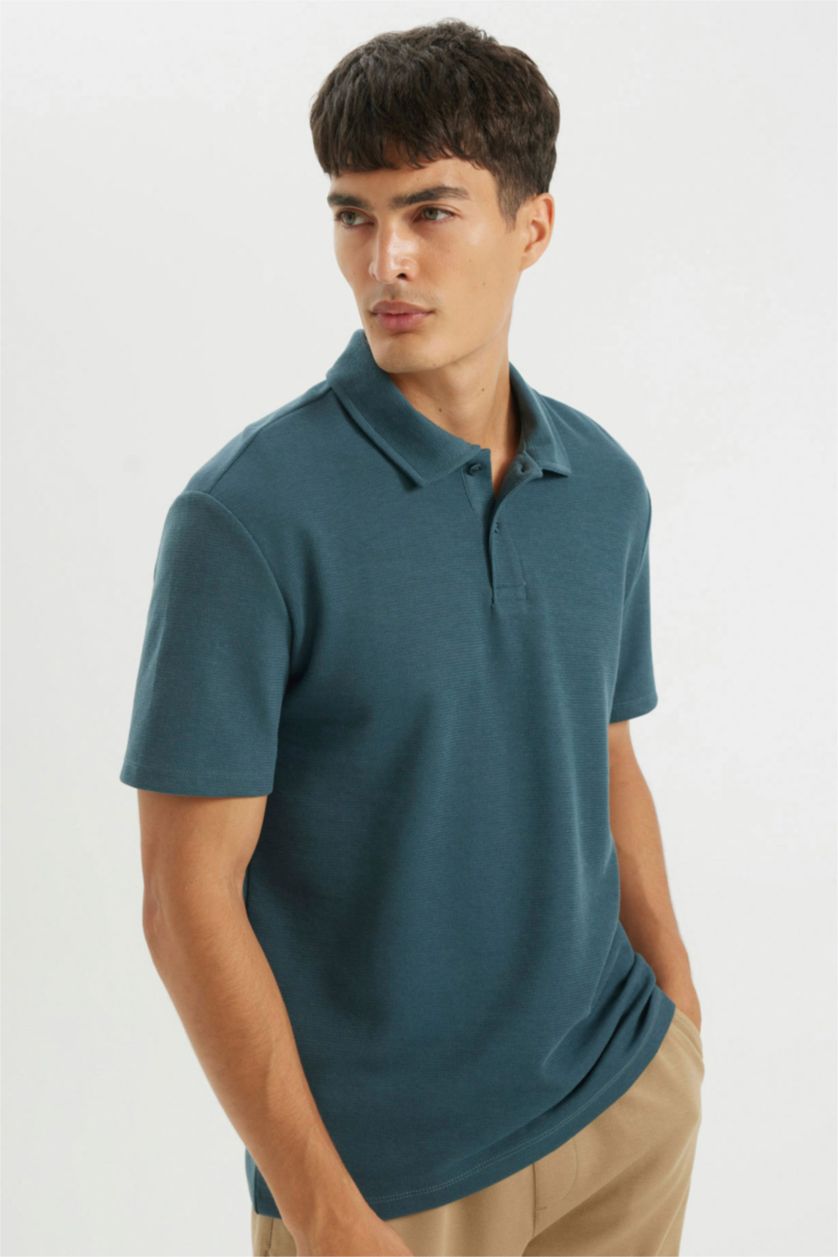 Man Petrol New Regular Fit Polo Collar Polo T-Shirt