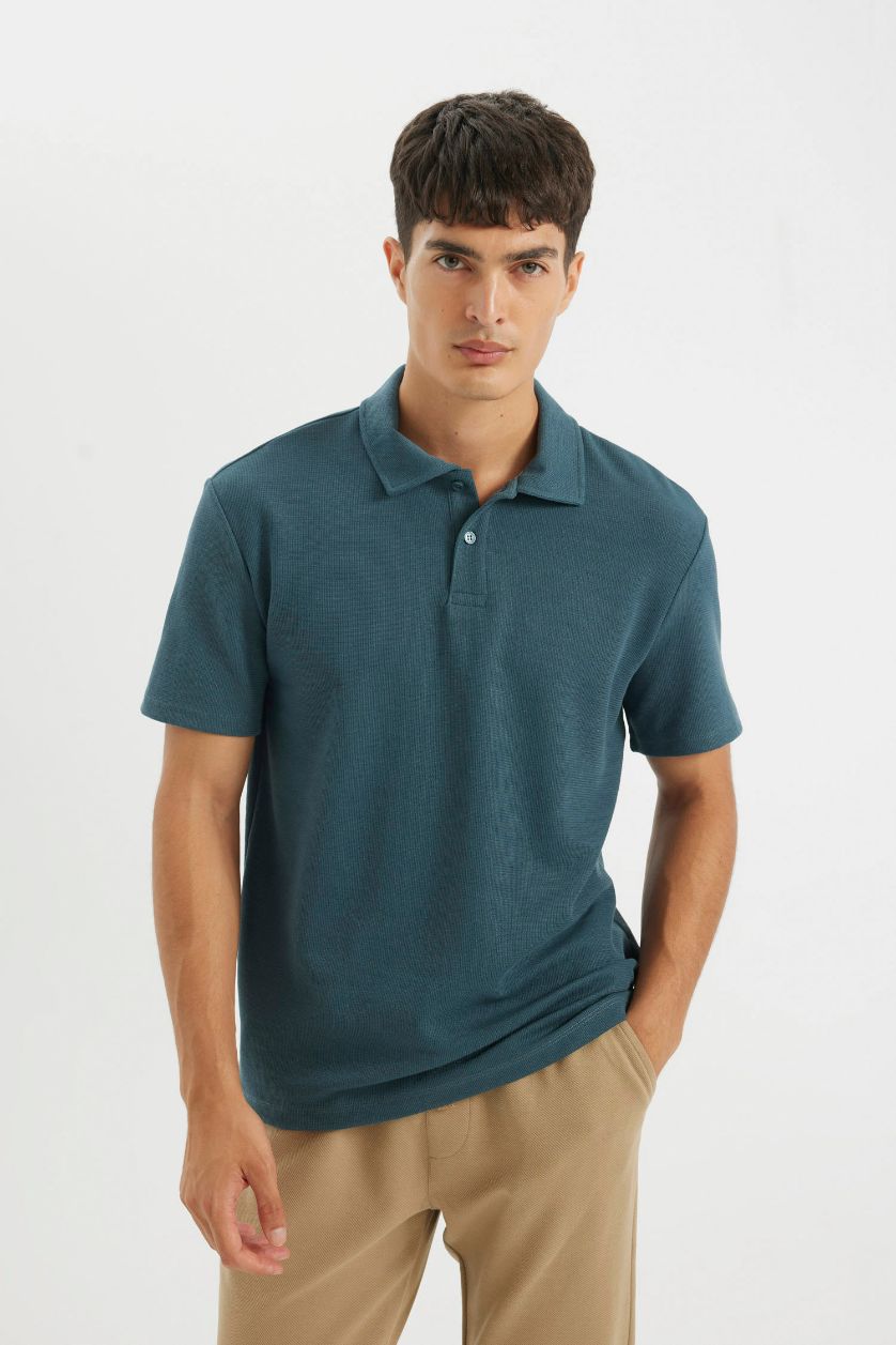 Man Petrol New Regular Fit Polo Collar Polo T-Shirt