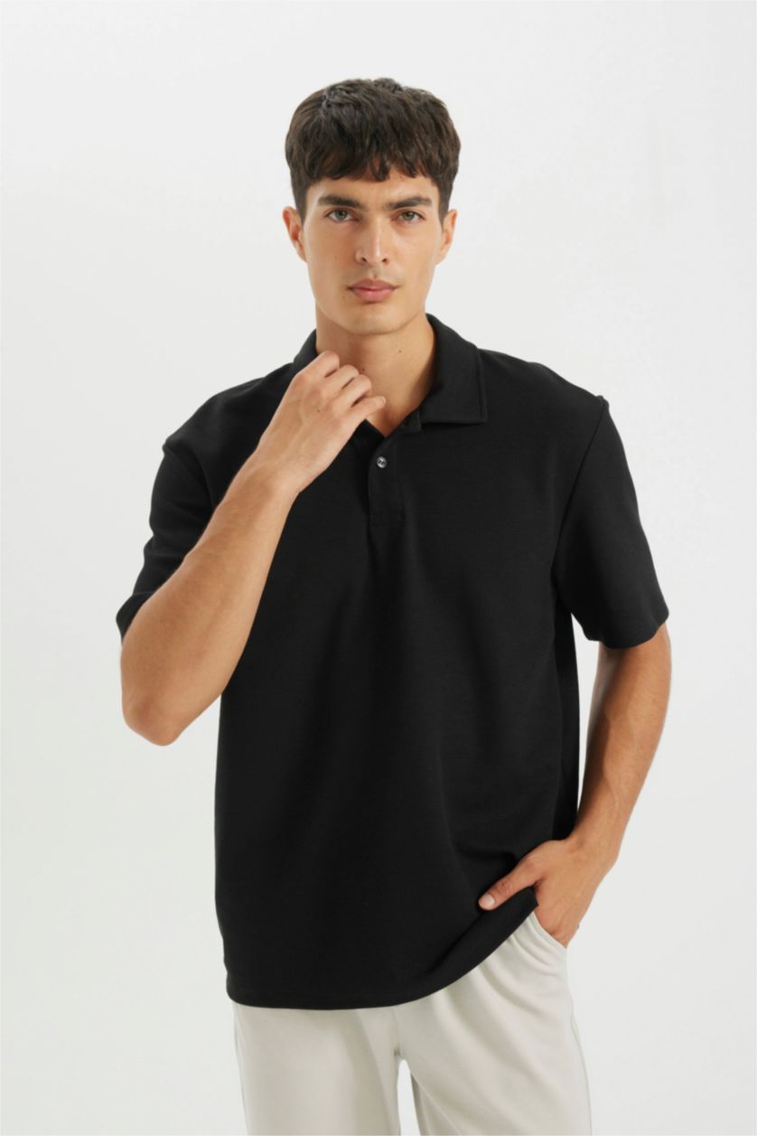 MAN Black New Regular Fit Polo Collar Polo T-Shirt