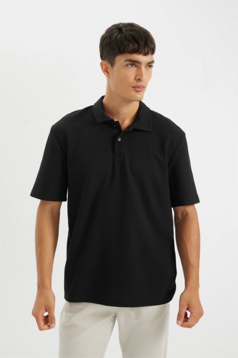 MAN Black New Regular Fit Polo Collar Polo T-Shirt