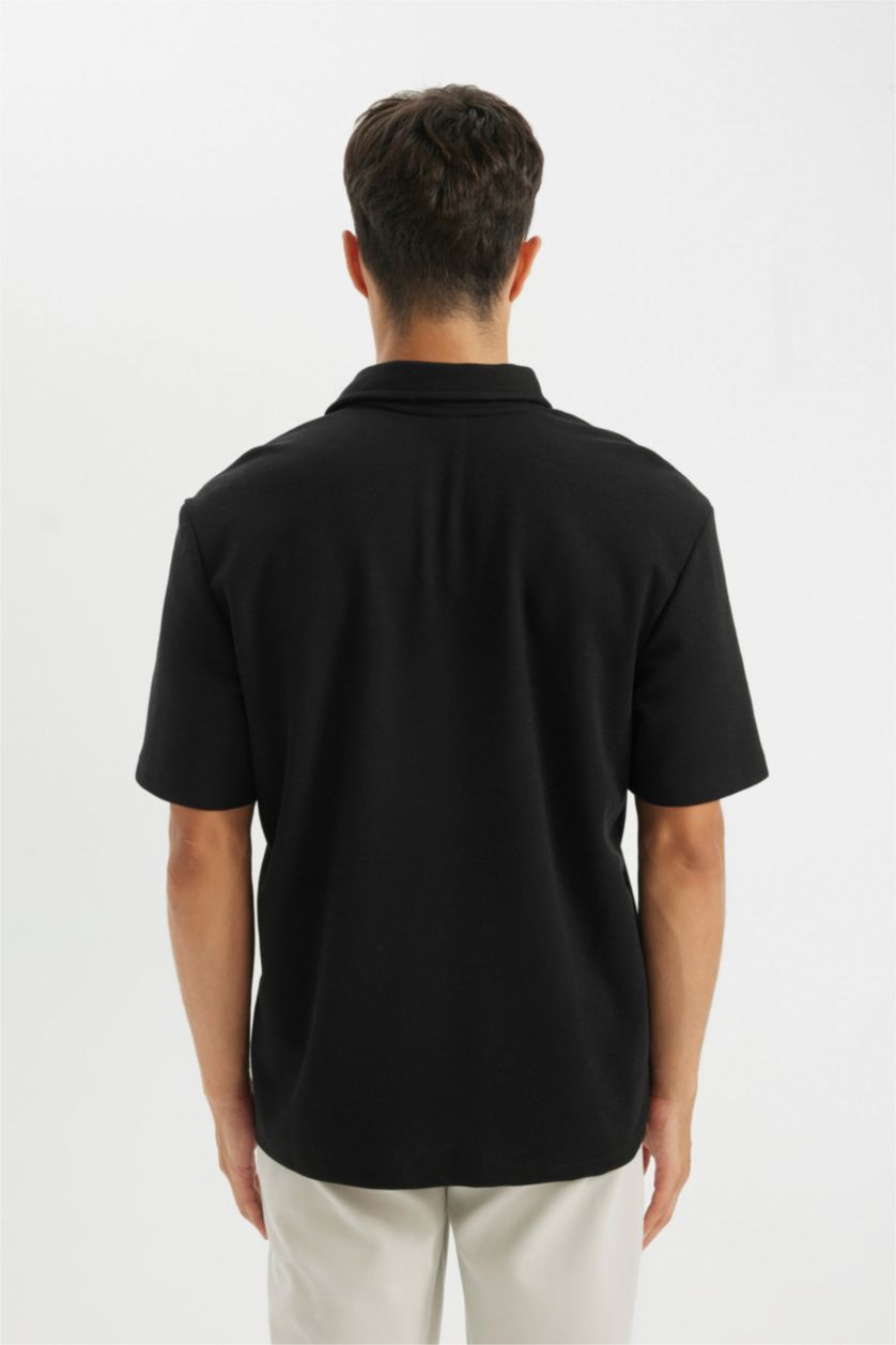 MAN Black New Regular Fit Polo Collar Polo T-Shirt