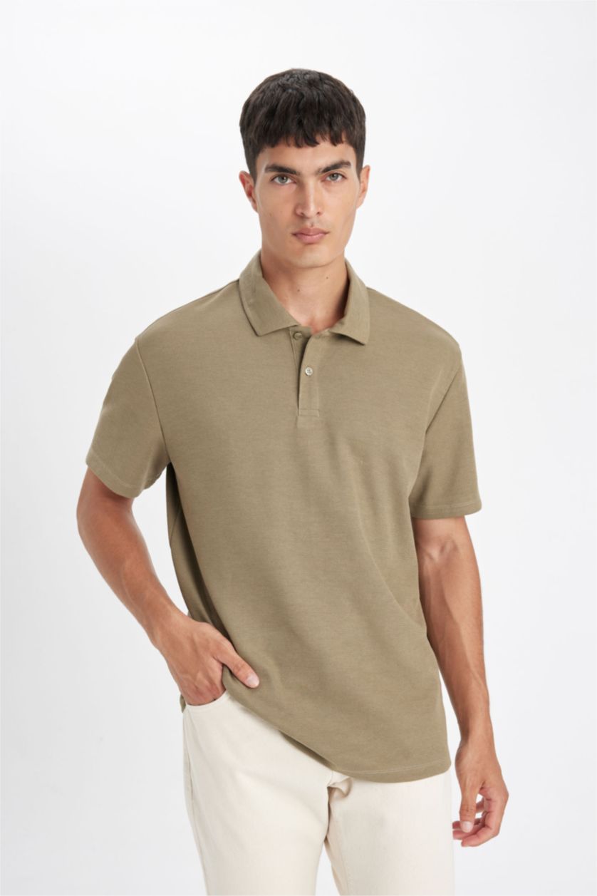 Men Light Khaki New Regular Fit Short Sleeve Polo T-Shirt