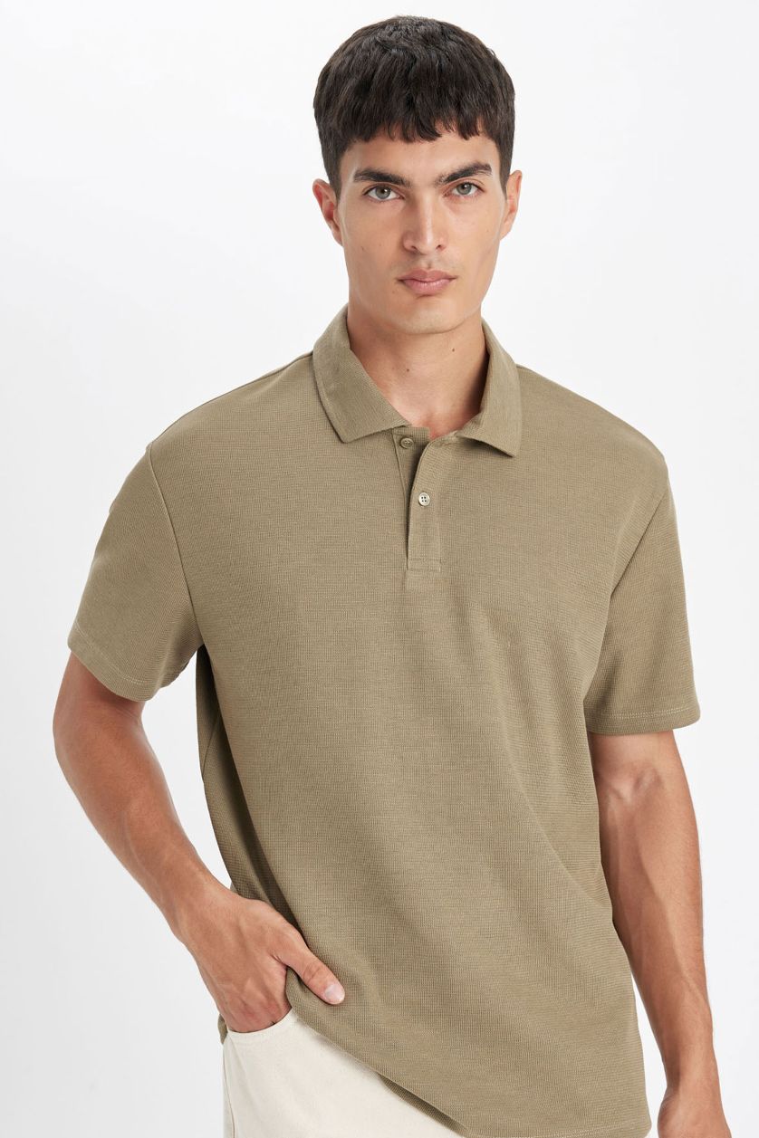 Man Light Khaki New Regular Fit Polo Collar Polo T-Shirt