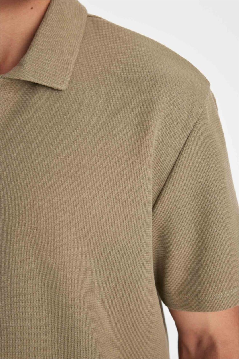 Man Light Khaki New Regular Fit Polo Collar Polo T-Shirt