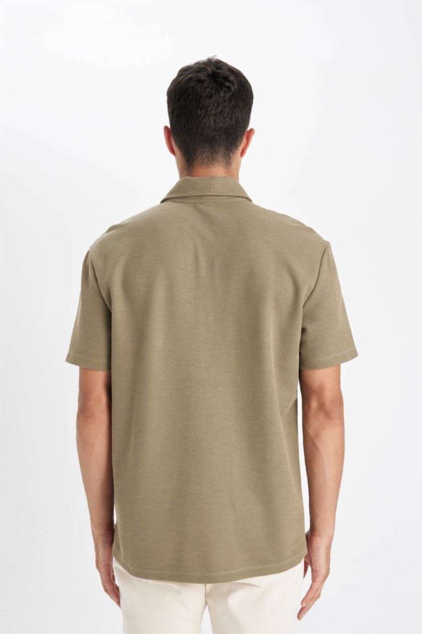 Man Light Khaki New Regular Fit Polo Collar Polo T-Shirt