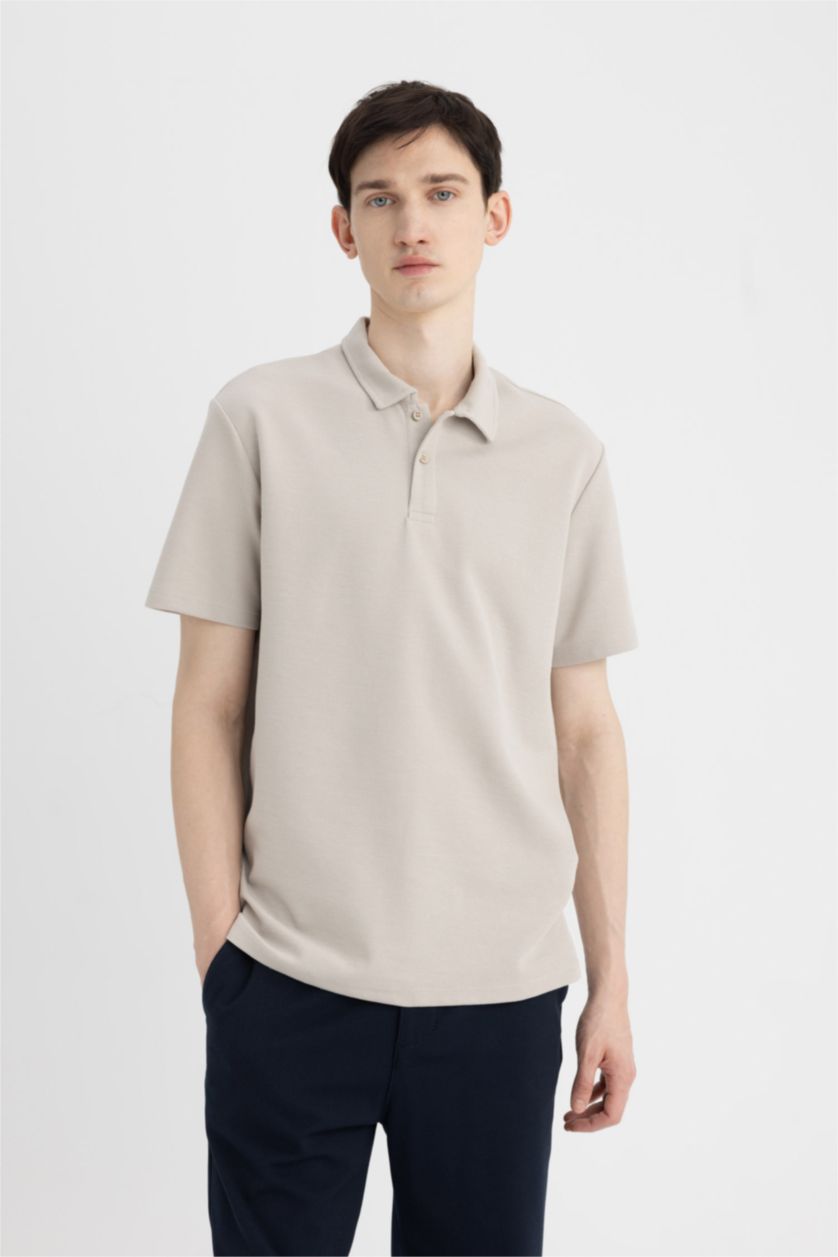 MAN Sand New Regular Fit Short Sleeve Polo T-Shirt