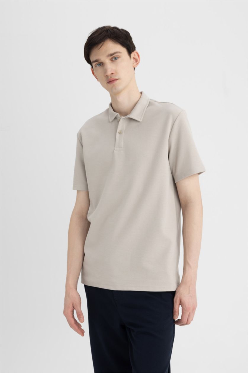 MAN Sand New Regular Fit Short Sleeve Polo T-Shirt
