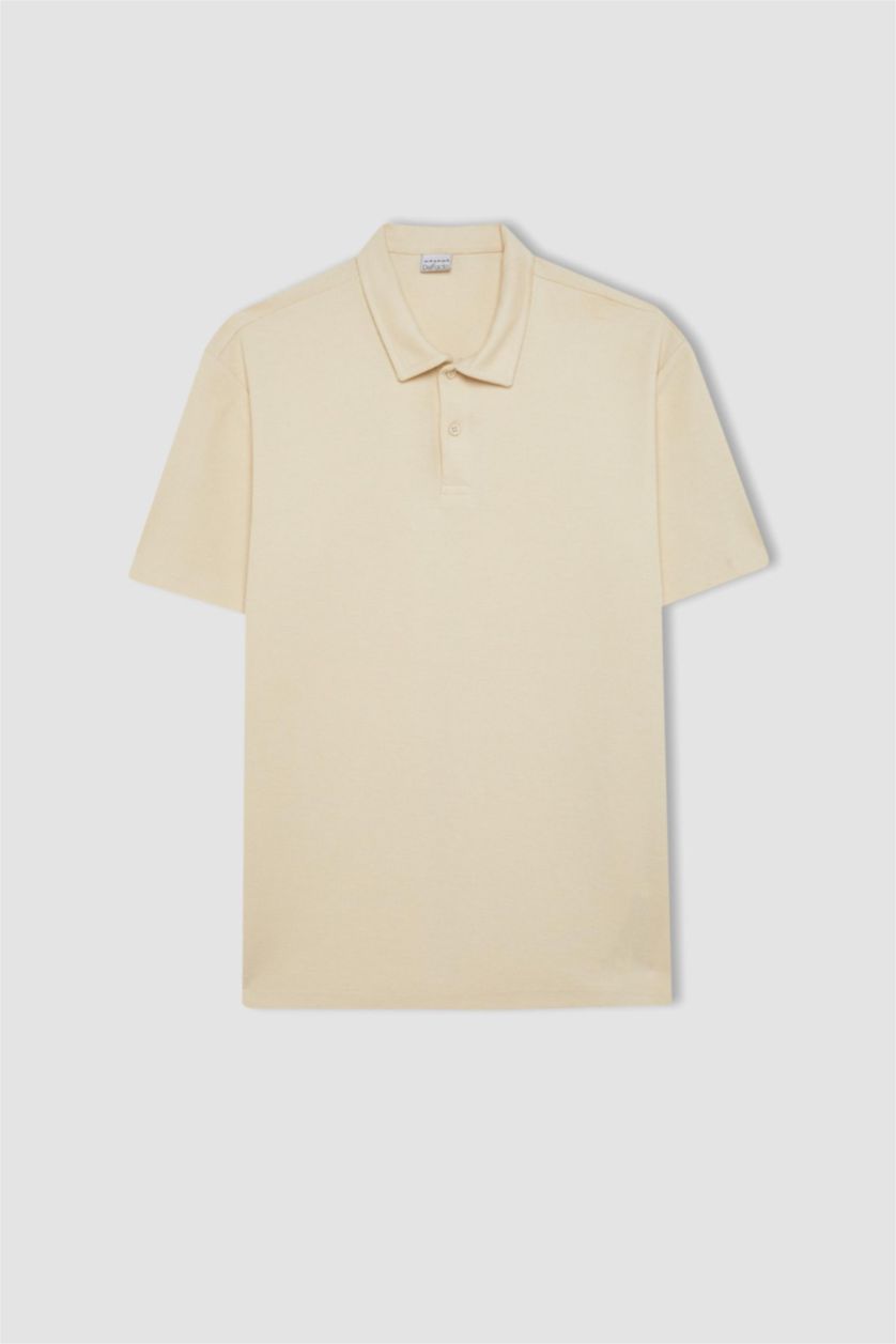 Erkek Açık Taş New Regular Fit Basic Düz Kısa Kollu Polo Tişört