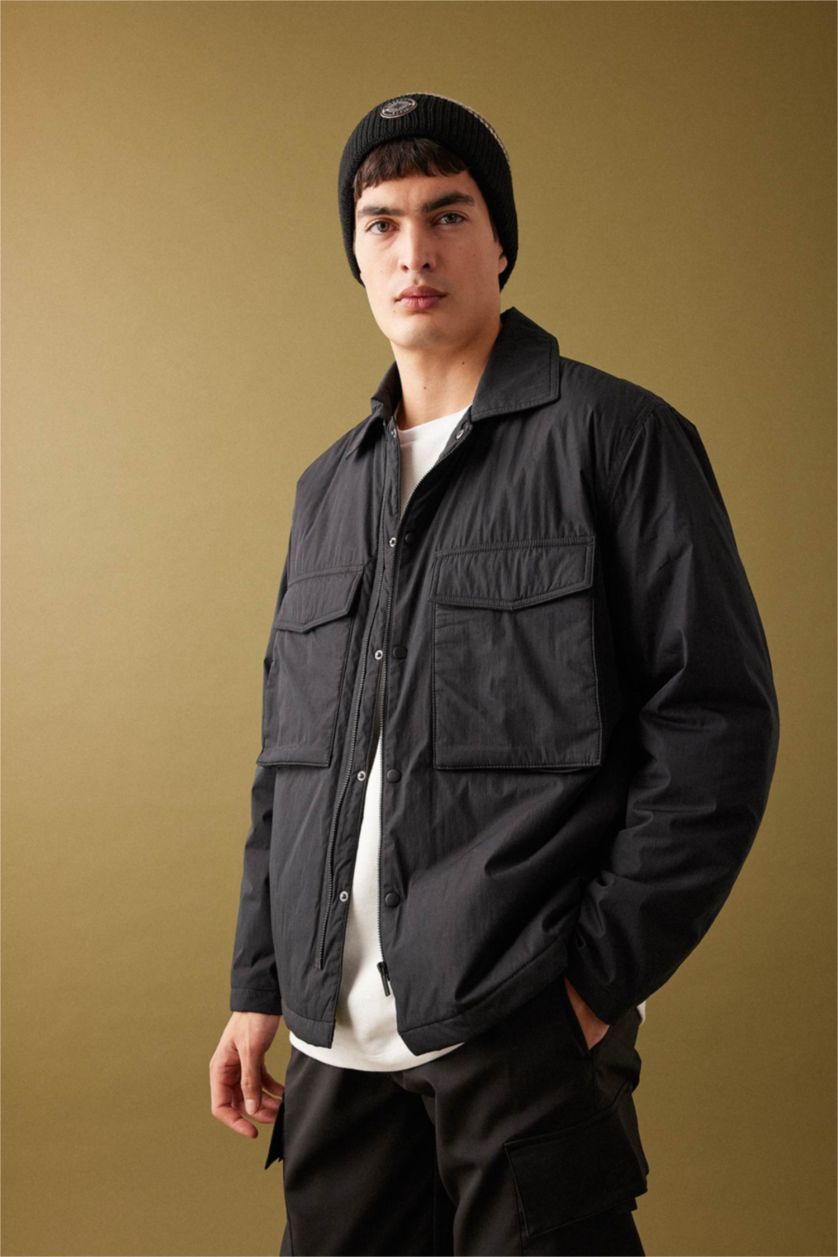 Man Black Relax Fit Overshirt