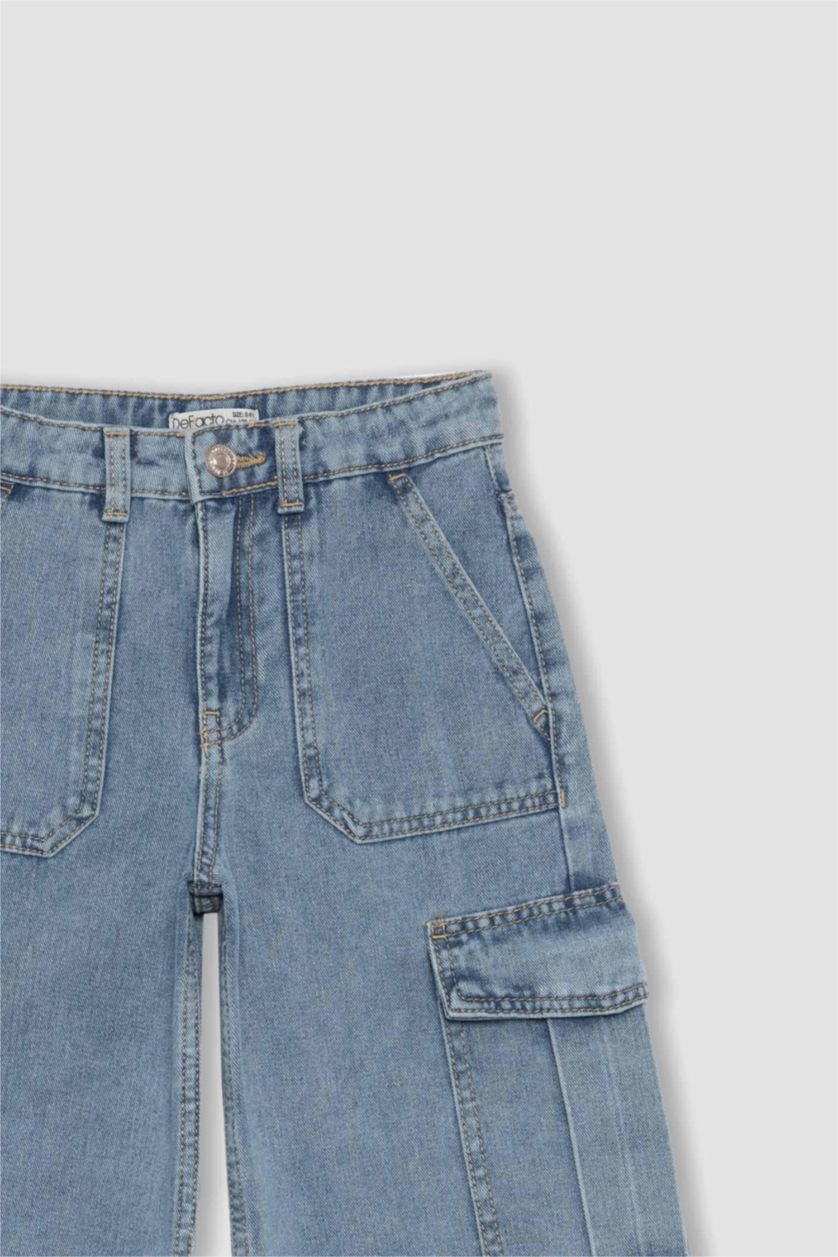 GIRLS & TEENS Light Blue Girl Cargo Fit Wide Leg Jeans