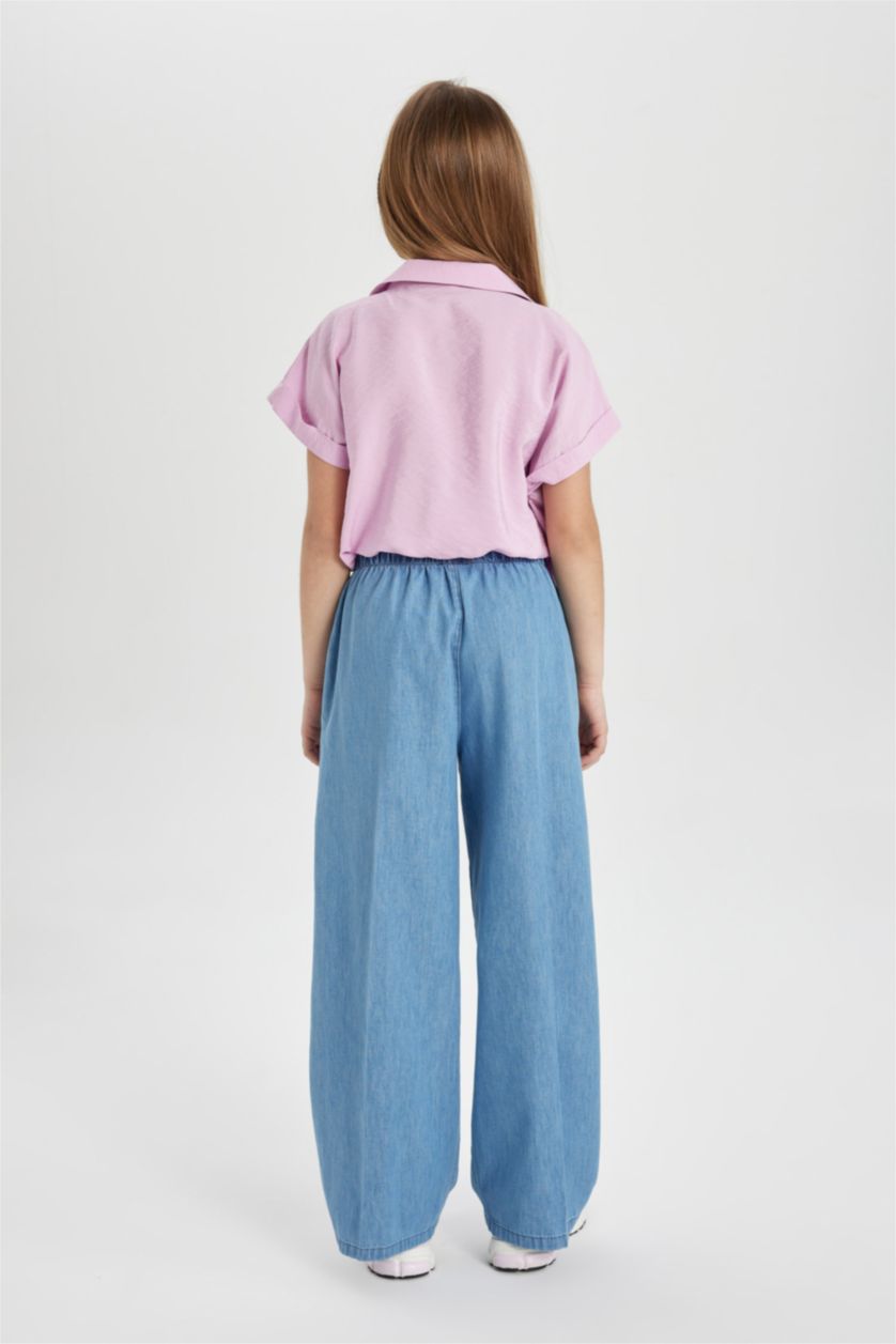 Kız Çocuk - Genç Kız Mavi Wıde Leg Geniş Paça Jean Pantolon Kız Çocuk