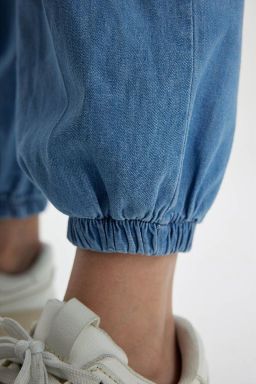 بناتي أزرق بنطلون جينز بناتي كارجو بأستك من تحت وجيب