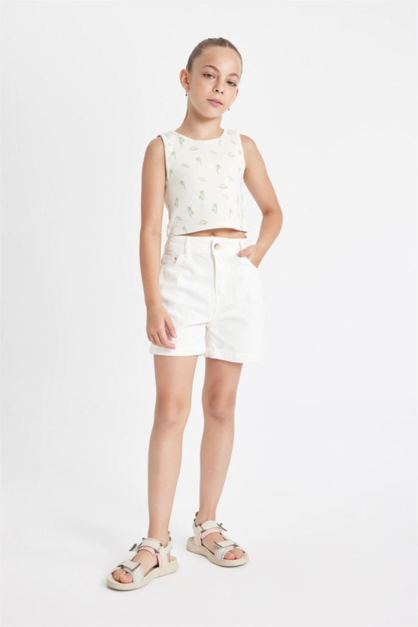 بنات بيج فاتح شورت جينز بناتي وايد ليج