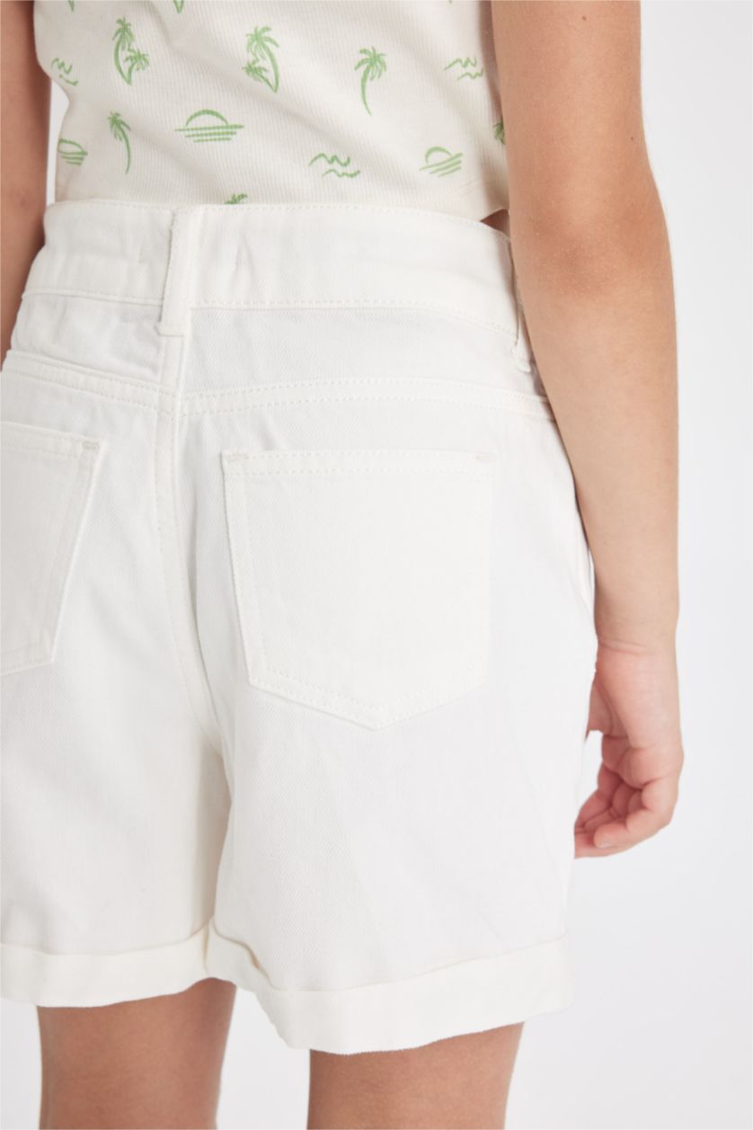 بنات بيج فاتح شورت جينز بناتي وايد ليج