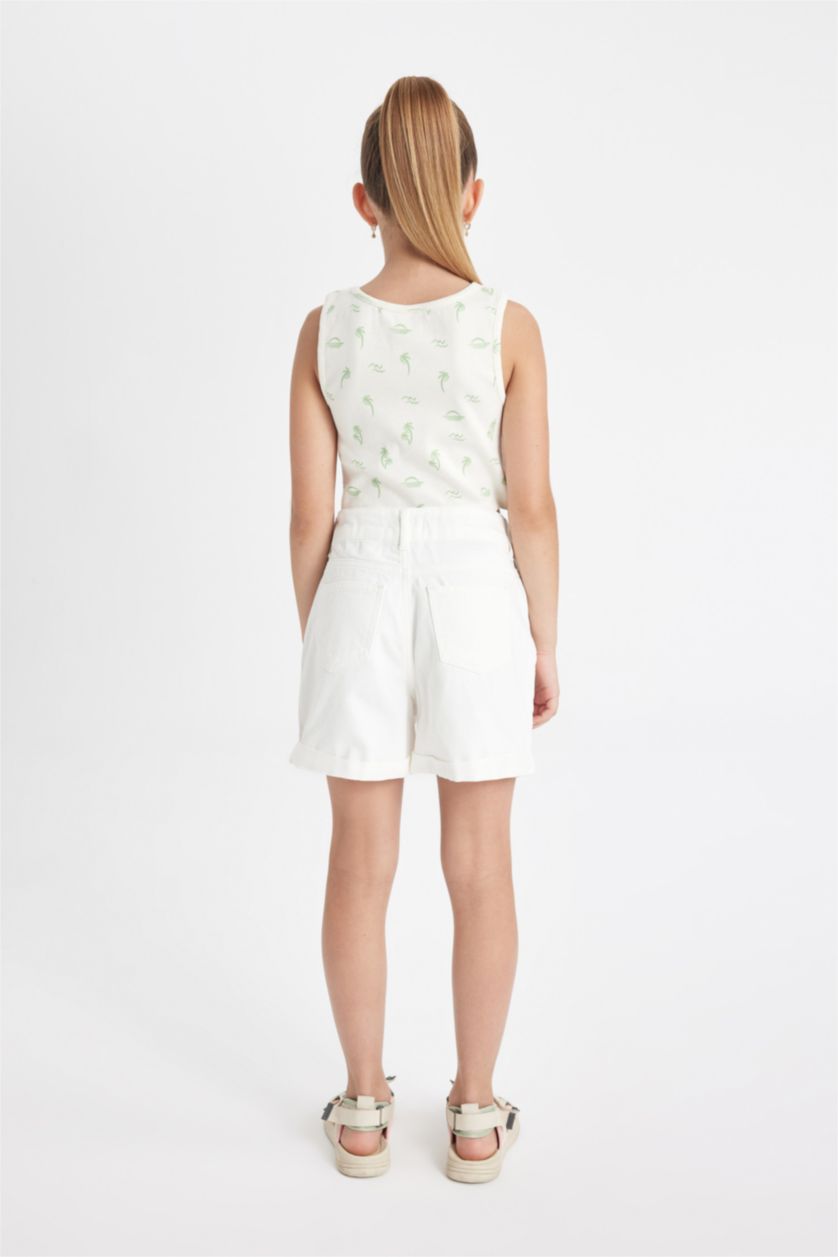 بنات بيج فاتح شورت جينز بناتي وايد ليج