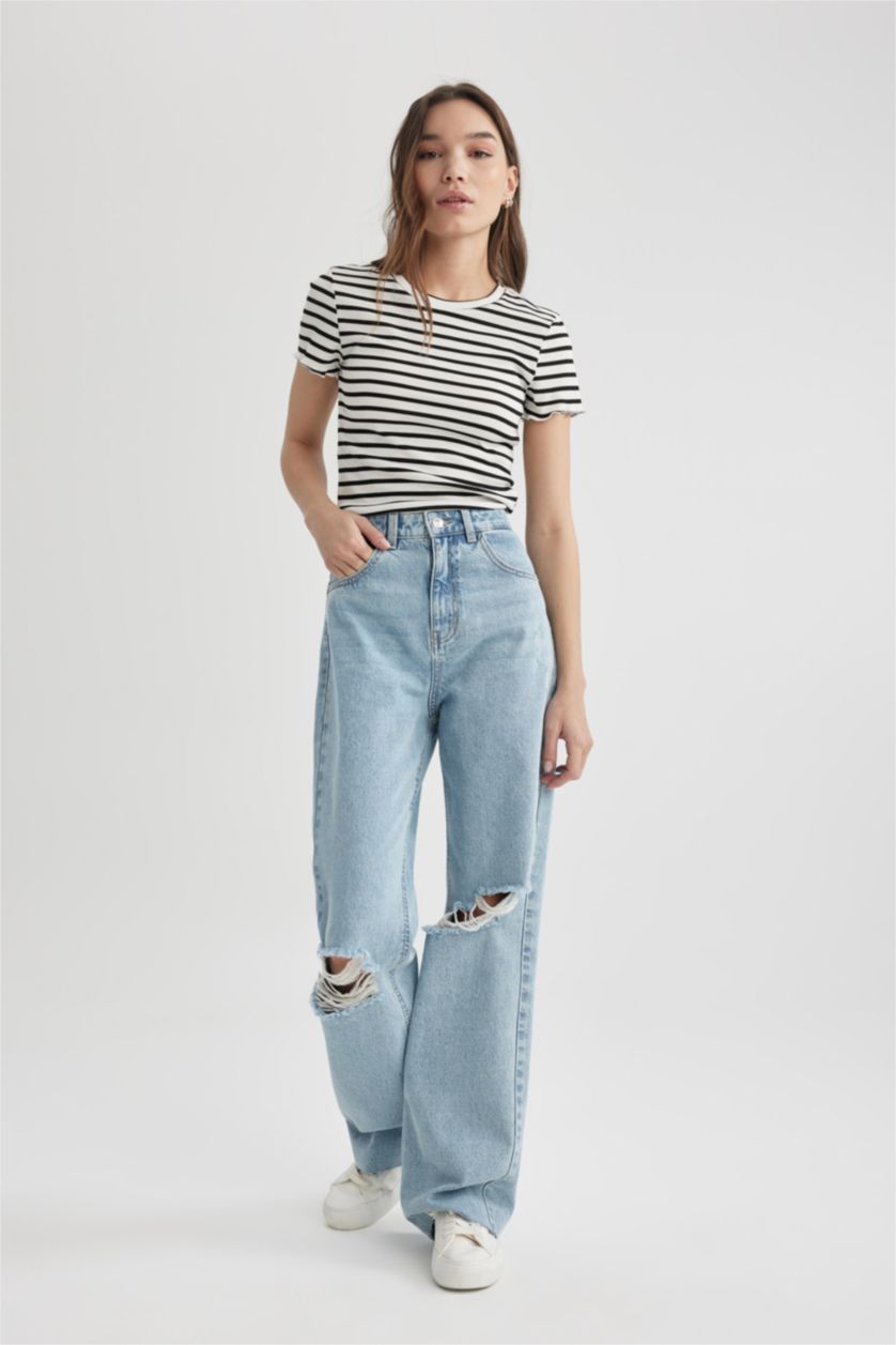 FEMME BLEU Clair Taille haute
