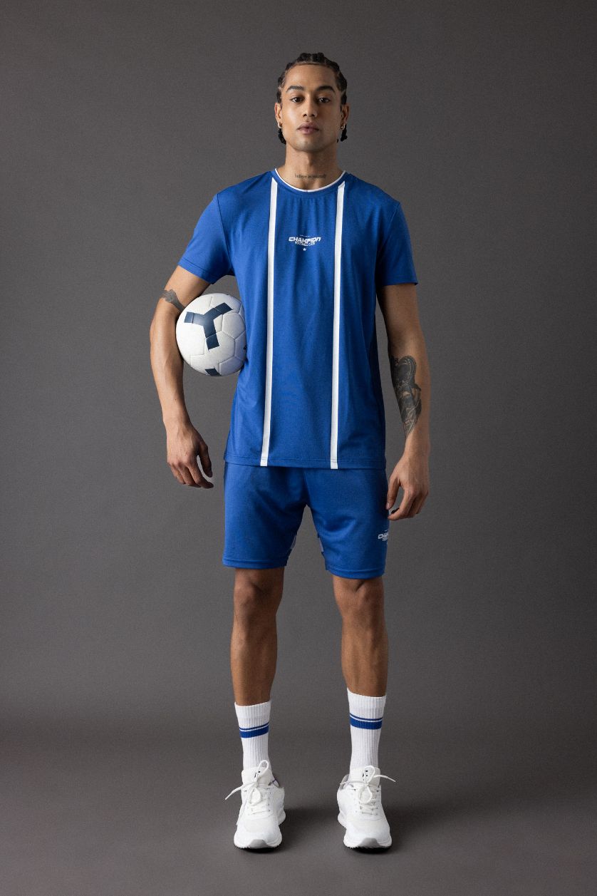 MAN Dark Blue Standard Fit Crew Neck Printed Sports T-Shirt