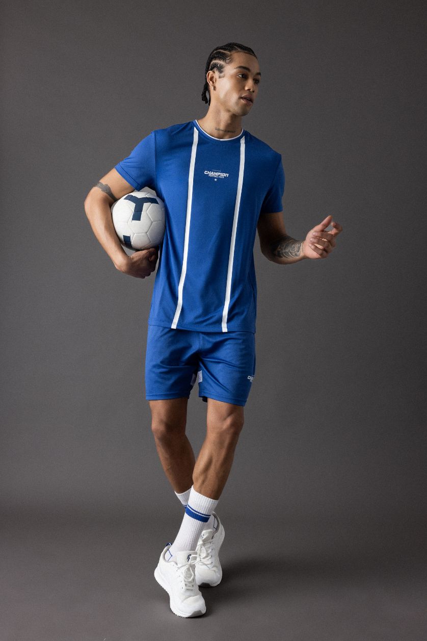 MAN Dark Blue Standard Fit Crew Neck Printed Sports T-Shirt