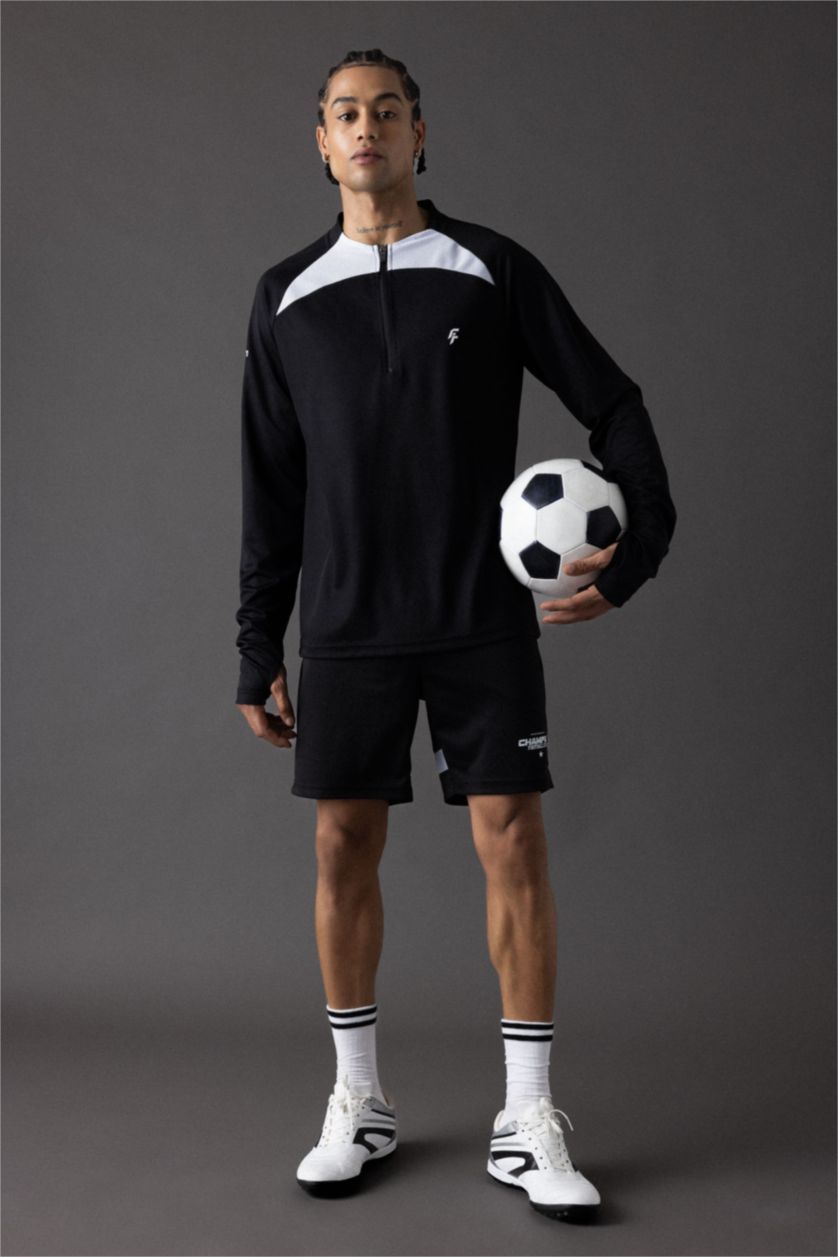 MAN Black Slim Fit Sports Shorts