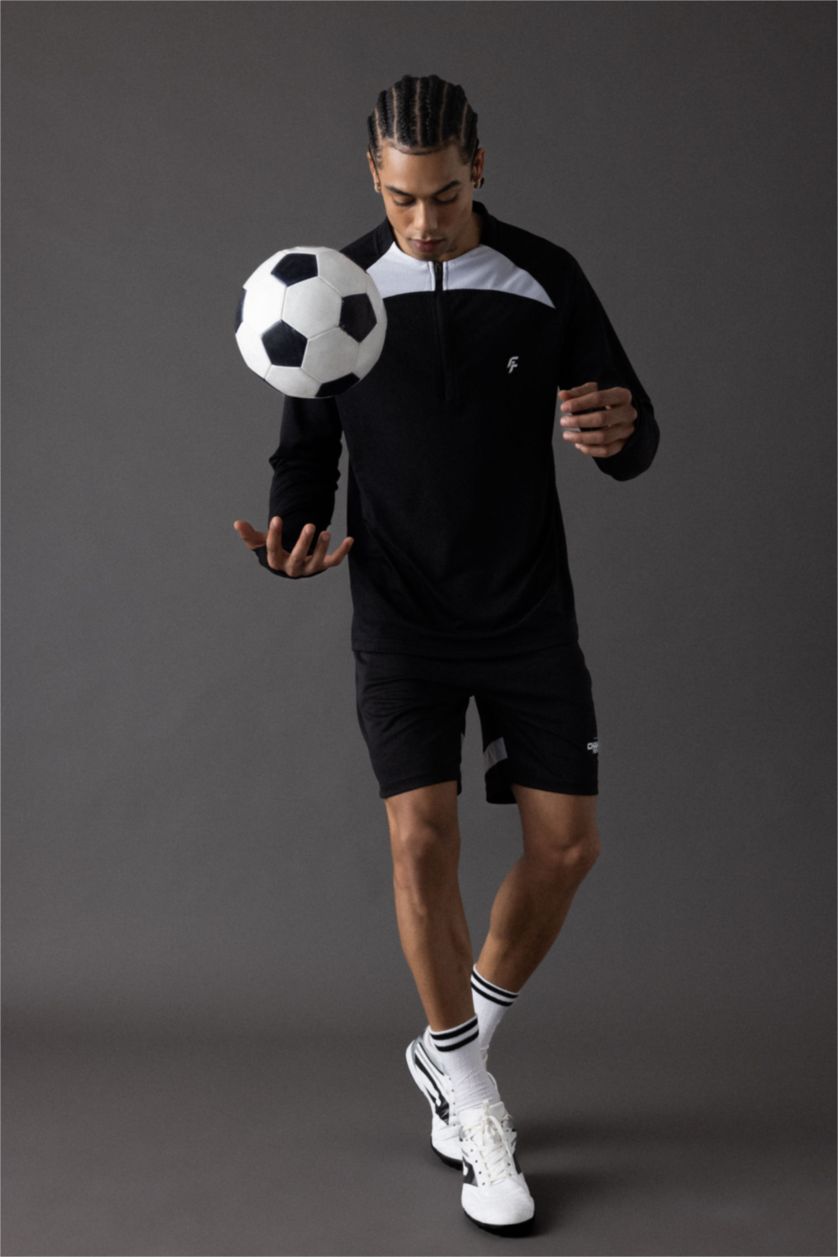 MAN Black Slim Fit Sports Shorts