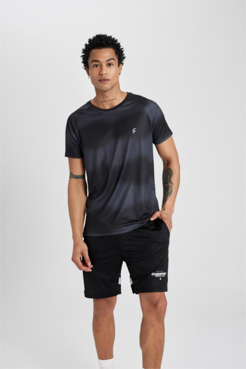 MAN Black Slim Fit Sports Shorts