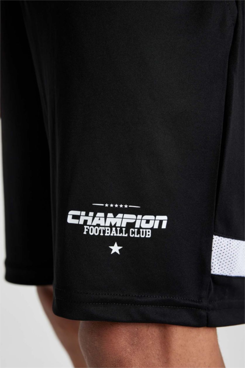 MAN Black Slim Fit Sports Shorts