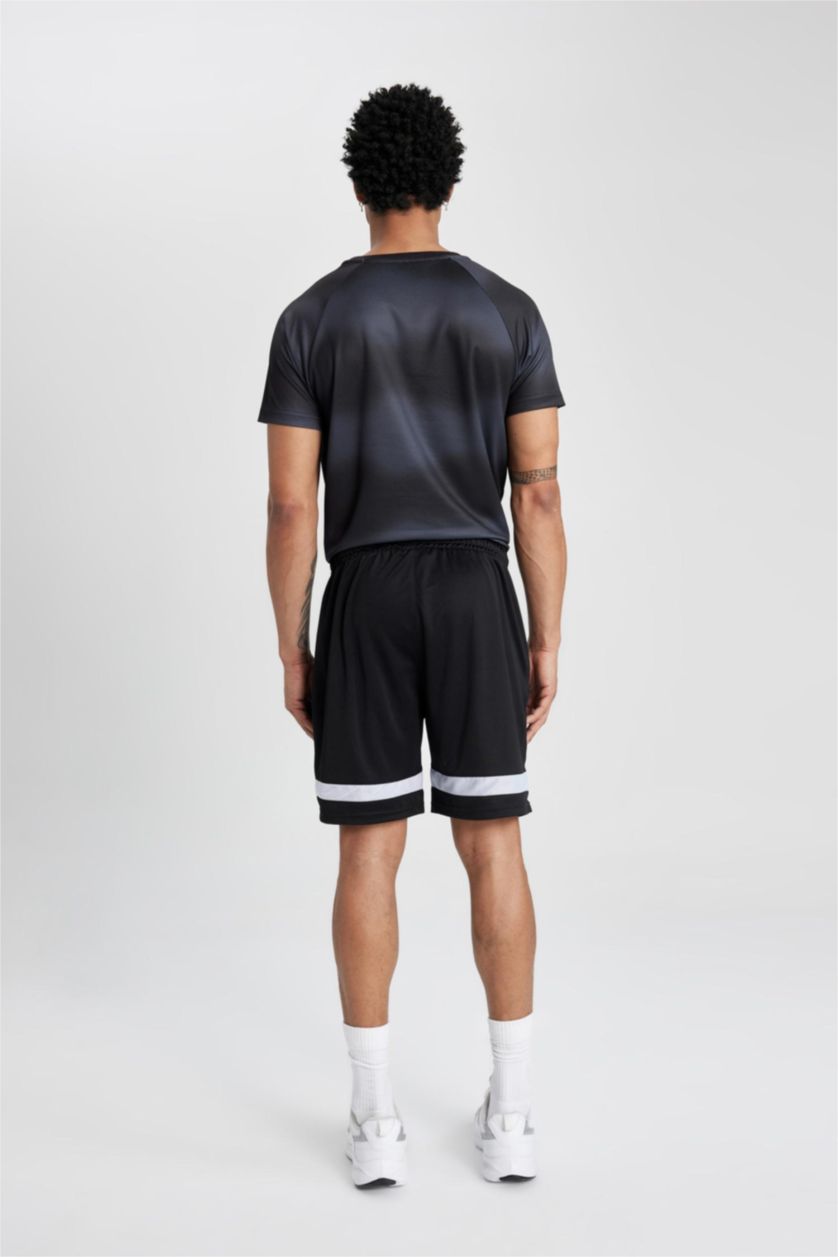 MAN Black Slim Fit Sports Shorts