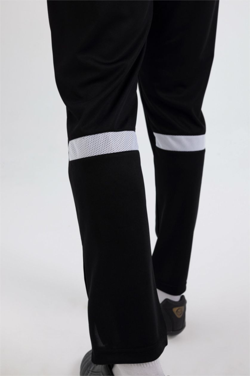 Erkek Siyah Sporcu Jogger Eşofman Altı Slim Fit Dar Kesim Fermuarlı Paça