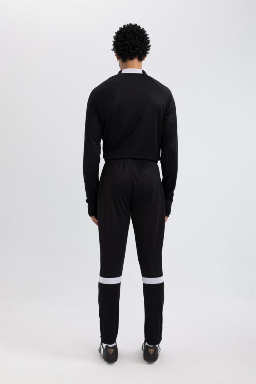 Erkek Siyah Sporcu Jogger Eşofman Altı Slim Fit Dar Kesim Fermuarlı Paça