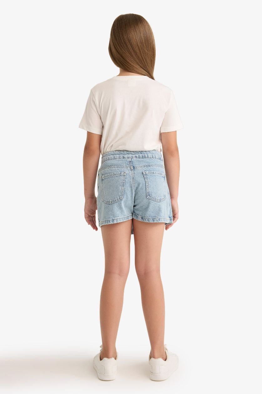 Kız Çocuk - Genç Kız Mavi Jean Şort Etek Kız Çocuk