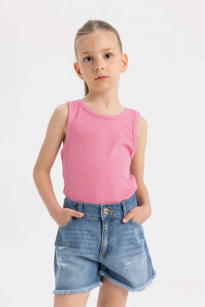 Girls & Teens Blue Girl Ripped Detailed Denim Shorts