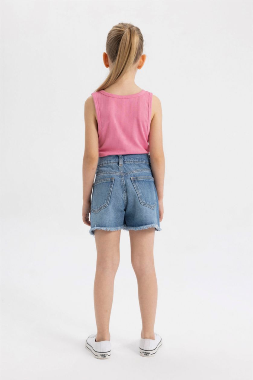 Girls & Teens Blue Girl Ripped Detailed Denim Shorts