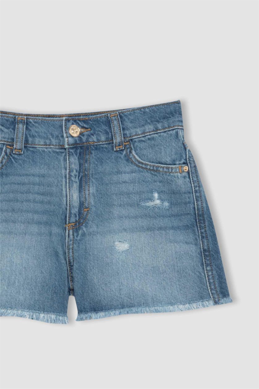 Girls & Teens Blue Girl Ripped Detailed Denim Shorts
