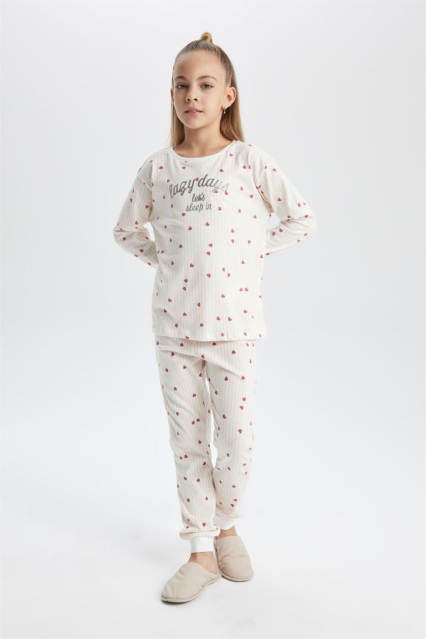 FILLES Écru Pyjama Molleton à Manches Longues à Motifs Pour Fille