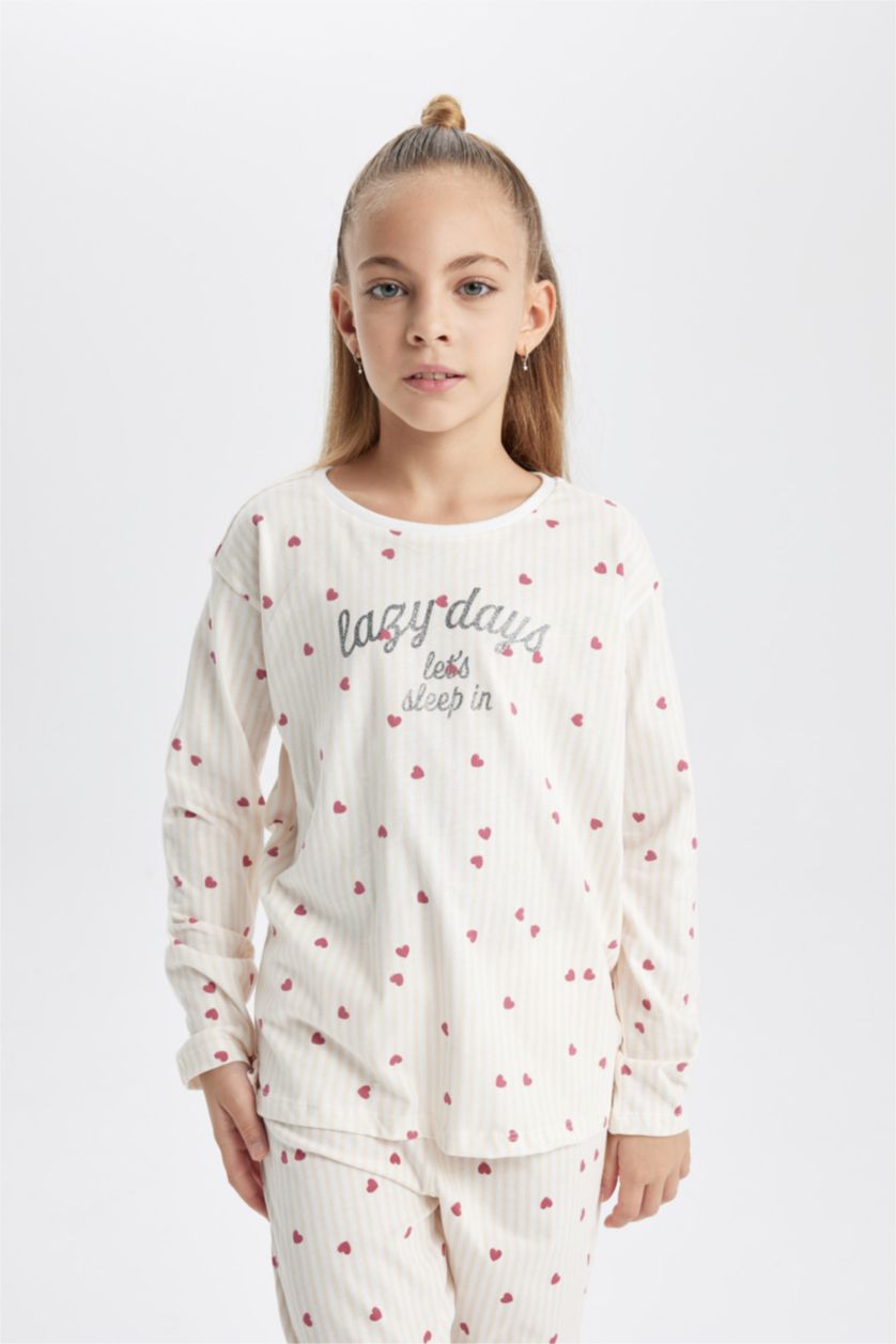 FILLES Écru Pyjama Molleton à Manches Longues à Motifs Pour Fille