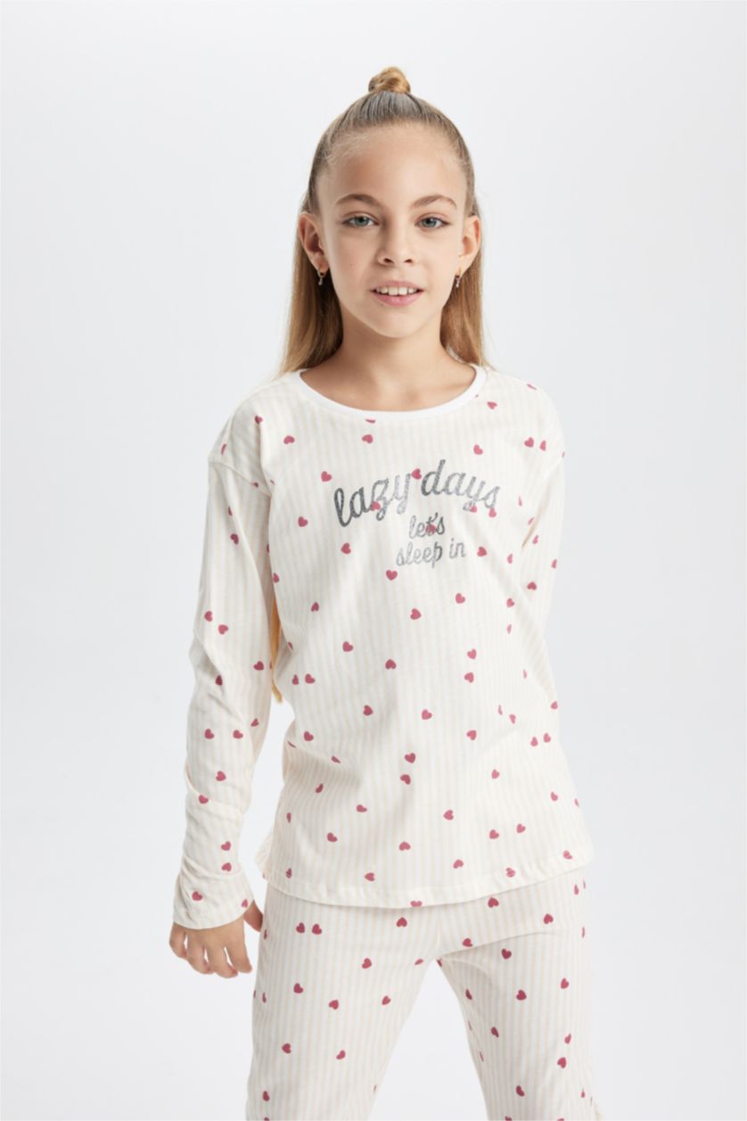 FILLES Écru Pyjama Molleton à Manches Longues à Motifs Pour Fille