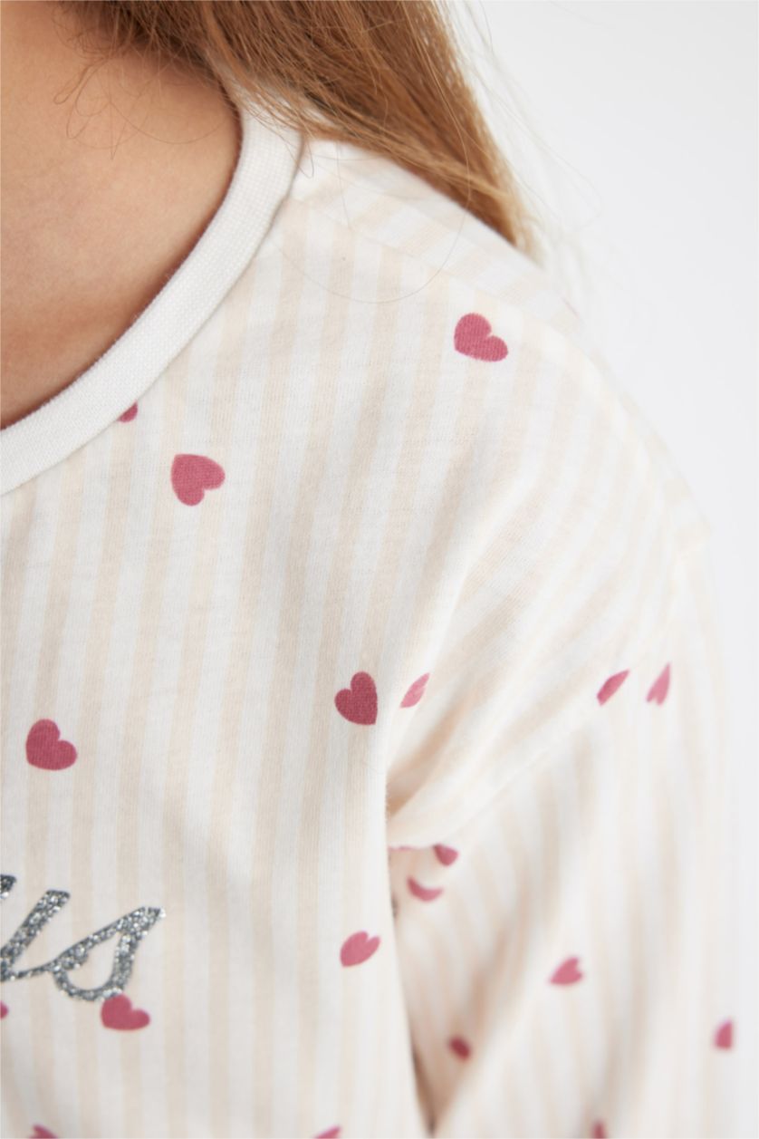 FILLES Écru Pyjama Molleton à Manches Longues à Motifs Pour Fille