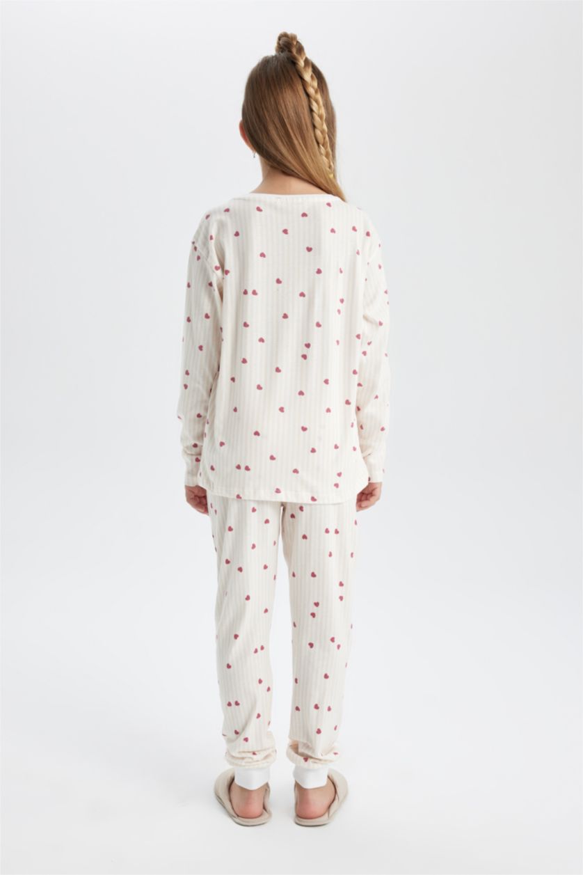 FILLES Écru Pyjama Molleton à Manches Longues à Motifs Pour Fille