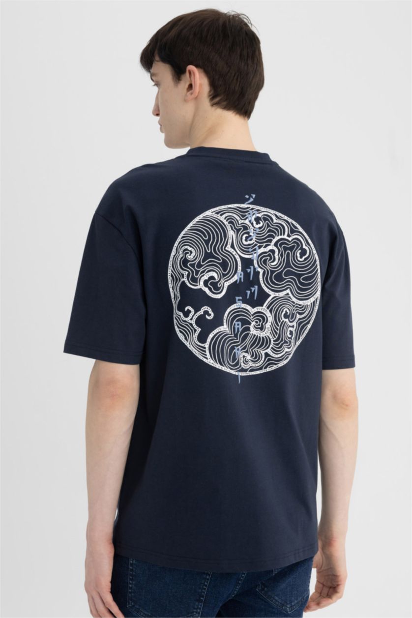 Man NAVY Relax Fit Crew Neck Short Sleeve T-Shirt