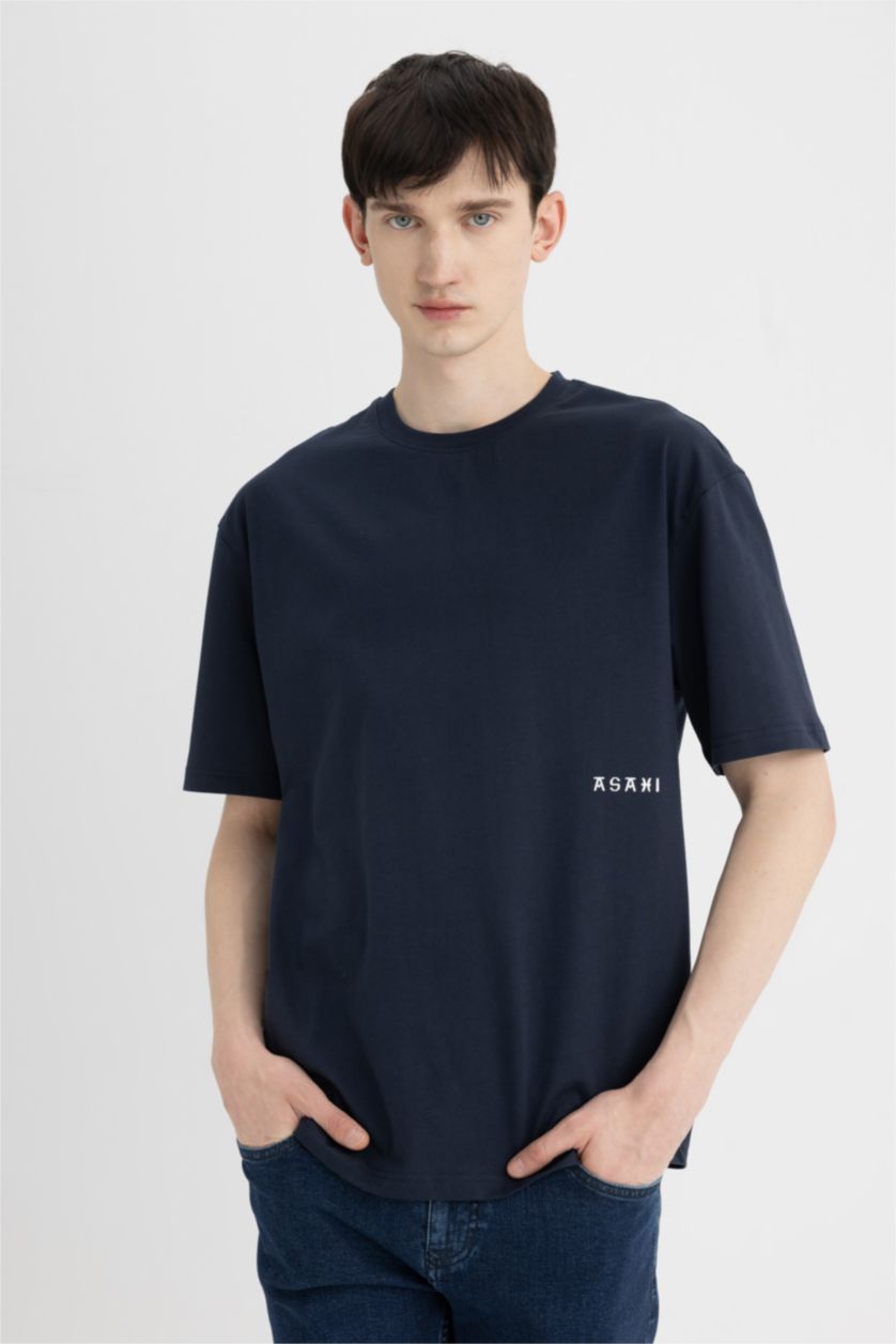 Man NAVY Relax Fit Crew Neck Short Sleeve T-Shirt
