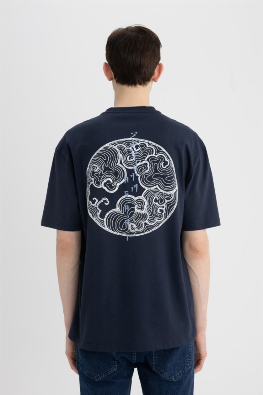 Man NAVY Relax Fit Crew Neck Short Sleeve T-Shirt