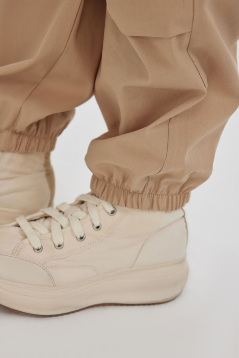 FILLES Beige Clair Pantalon Cargo Parachute en Coton pour Fille