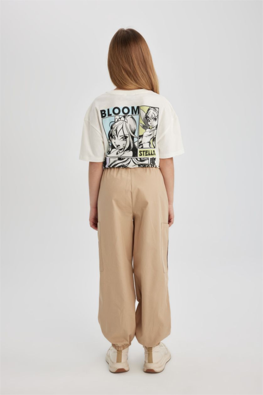 FILLES Beige Clair Pantalon Cargo Parachute en Coton pour Fille